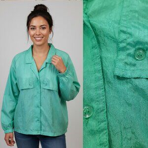 Vtg 90s green windbreaker jacket - Diane Von Furstenberg